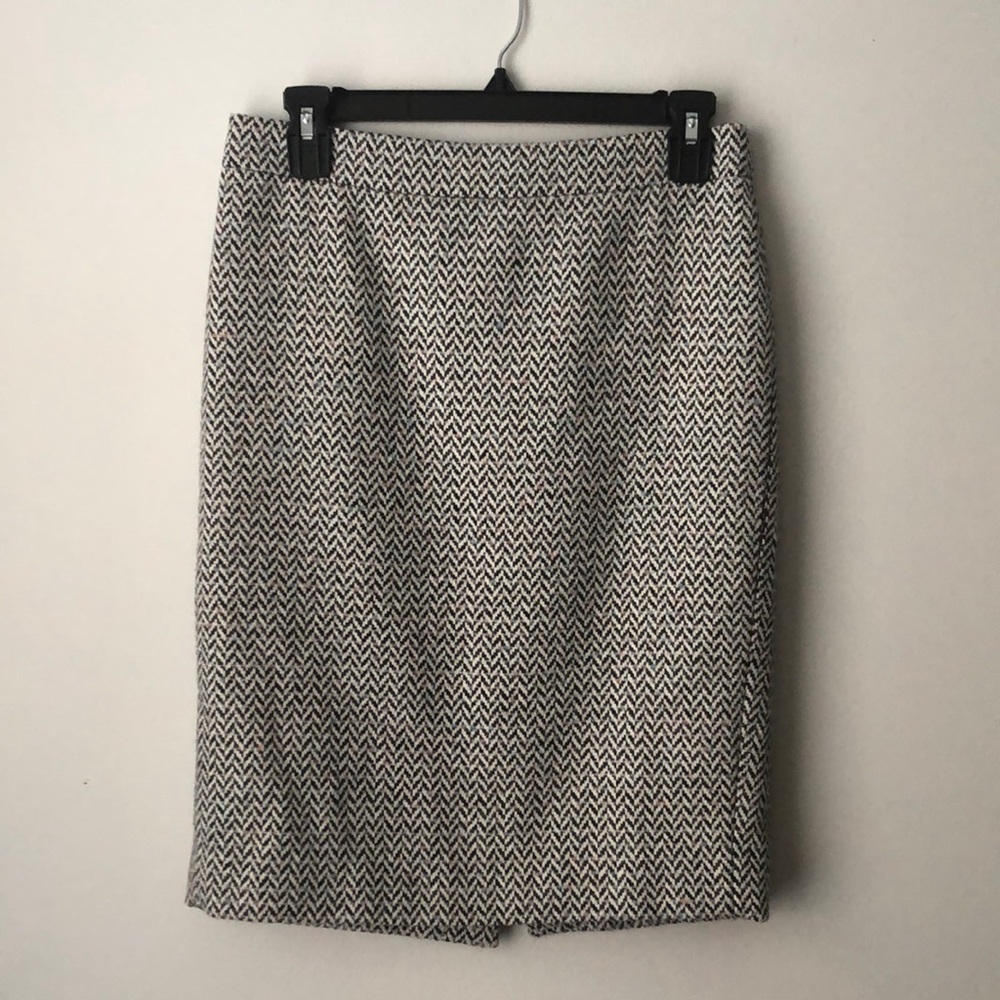 J. Crew Factory Black Pink Blue White Chevron Wool Blend Pencil Skirt size 0